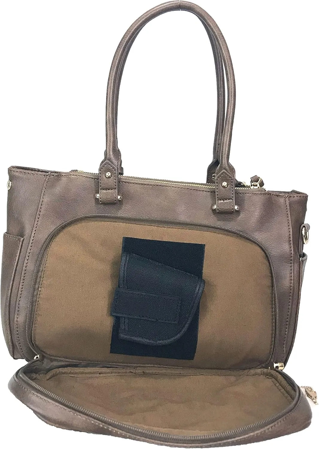 Multi Zippers Fashion Locking Faux Leather Concealed Carry Gun Shoulder Bag