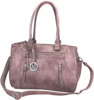 Multi Zippers Fashion Locking Faux Leather Concealed Carry Gun Shoulder Bag