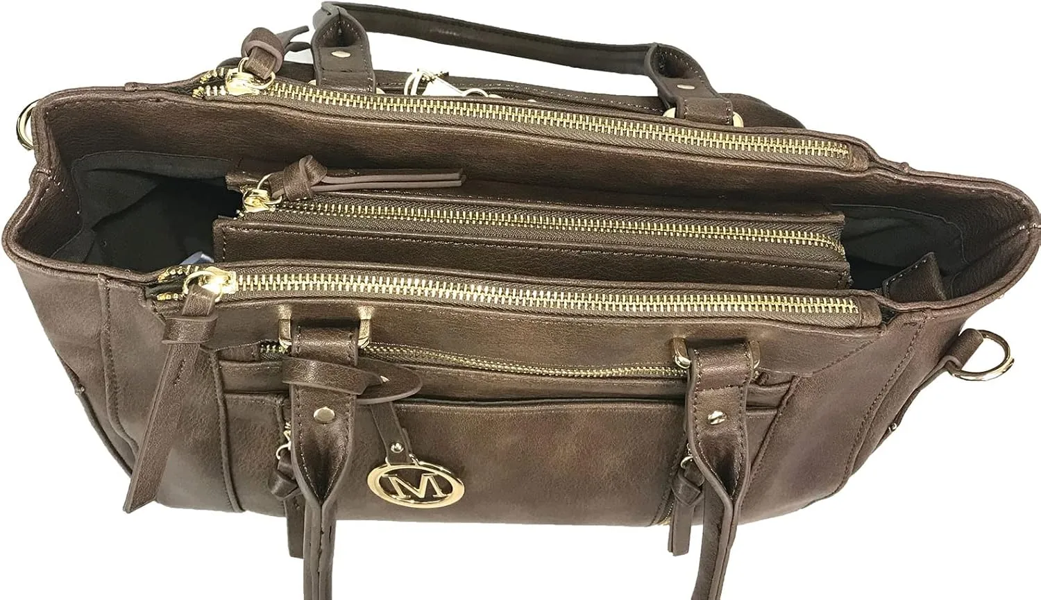 Multi Zippers Fashion Locking Faux Leather Concealed Carry Gun Shoulder Bag