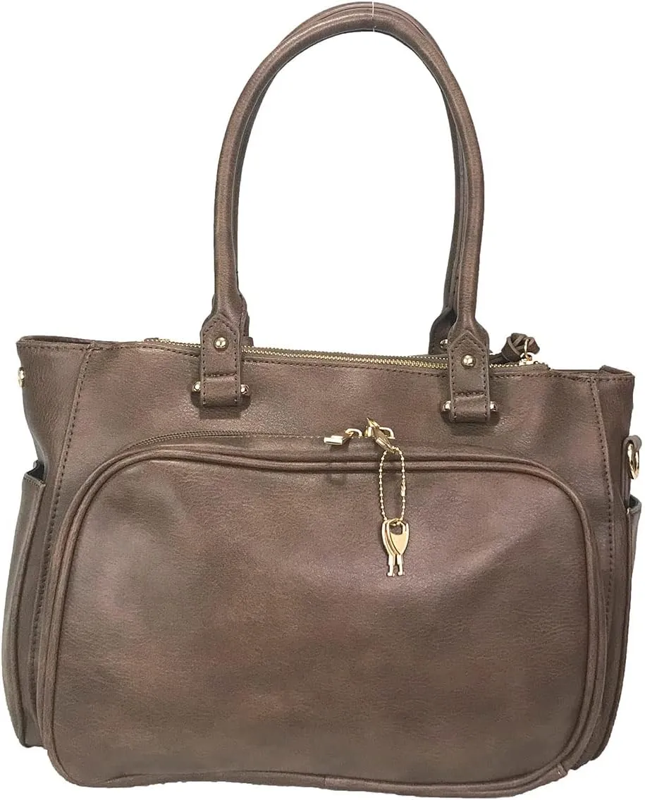 Multi Zippers Fashion Locking Faux Leather Concealed Carry Gun Shoulder Bag