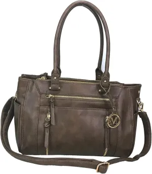 Multi Zippers Fashion Locking Faux Leather Concealed Carry Gun Shoulder Bag