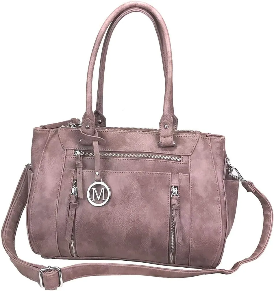 Multi Zippers Fashion Locking Faux Leather Concealed Carry Gun Shoulder Bag
