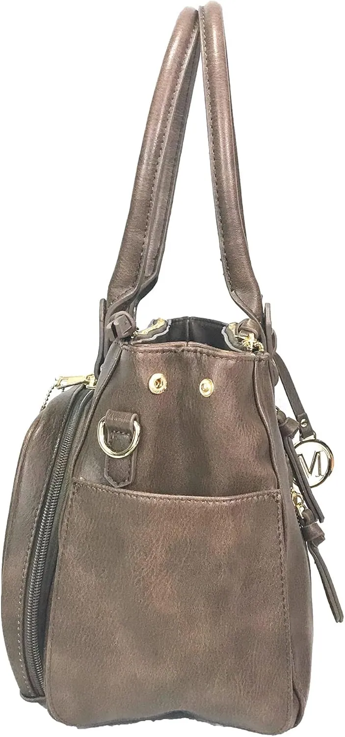 Multi Zippers Fashion Locking Faux Leather Concealed Carry Gun Shoulder Bag