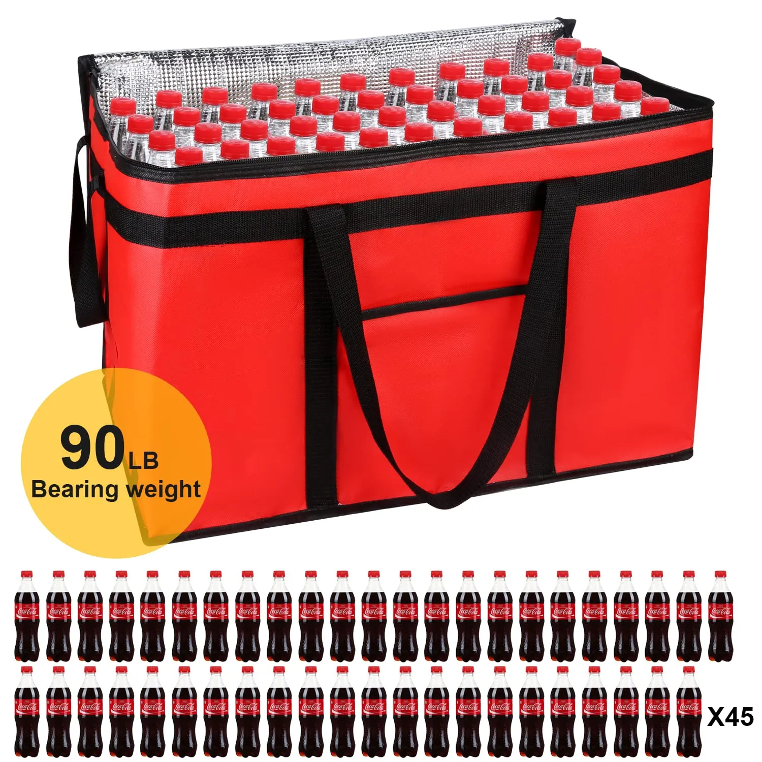 musbus 4 PACK 22x14x13 XXXL Insulated Food Delivery Bag Cooler Bags Keep Food Warm Catering Therma for doordash Catering Cooler Bags Therma Catering Shopper hot Red 22w x 14 lx 13d