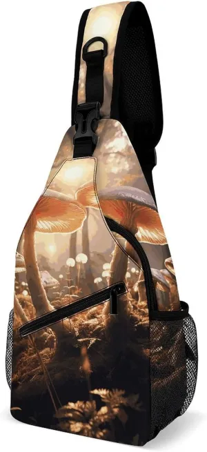 Mushroom Forest Sling Bag for Men Women Travel Crossbody Bags Large Hiking Sling Backpack Chest Bag Man Purse