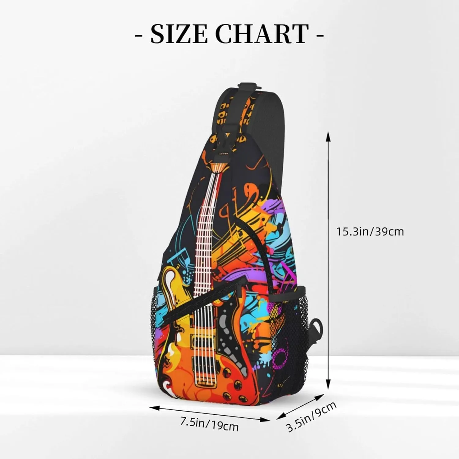 Musical Guitar Note Sling Bag Crossbody Bag for Men Women, Daypack Chest Backpack Shoulder Bag for Travle Hiking