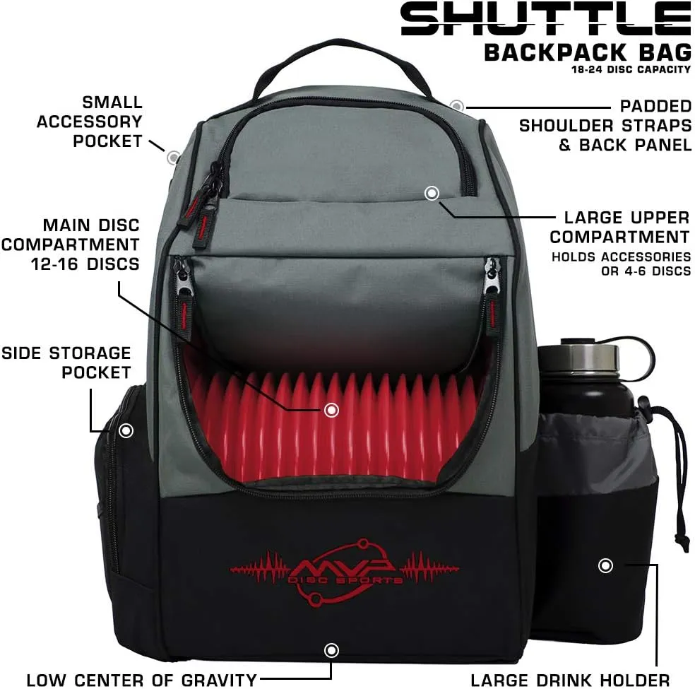 MVP Disc Sports Shuttle Disc Golf Backpack Bag (Choose Your Style and Color)