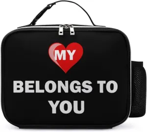 My Heart Belongs to You Travel Lunch Bags Leather Insulated Tote Bag with Detachable Buckled Handle to-Go Food Containers