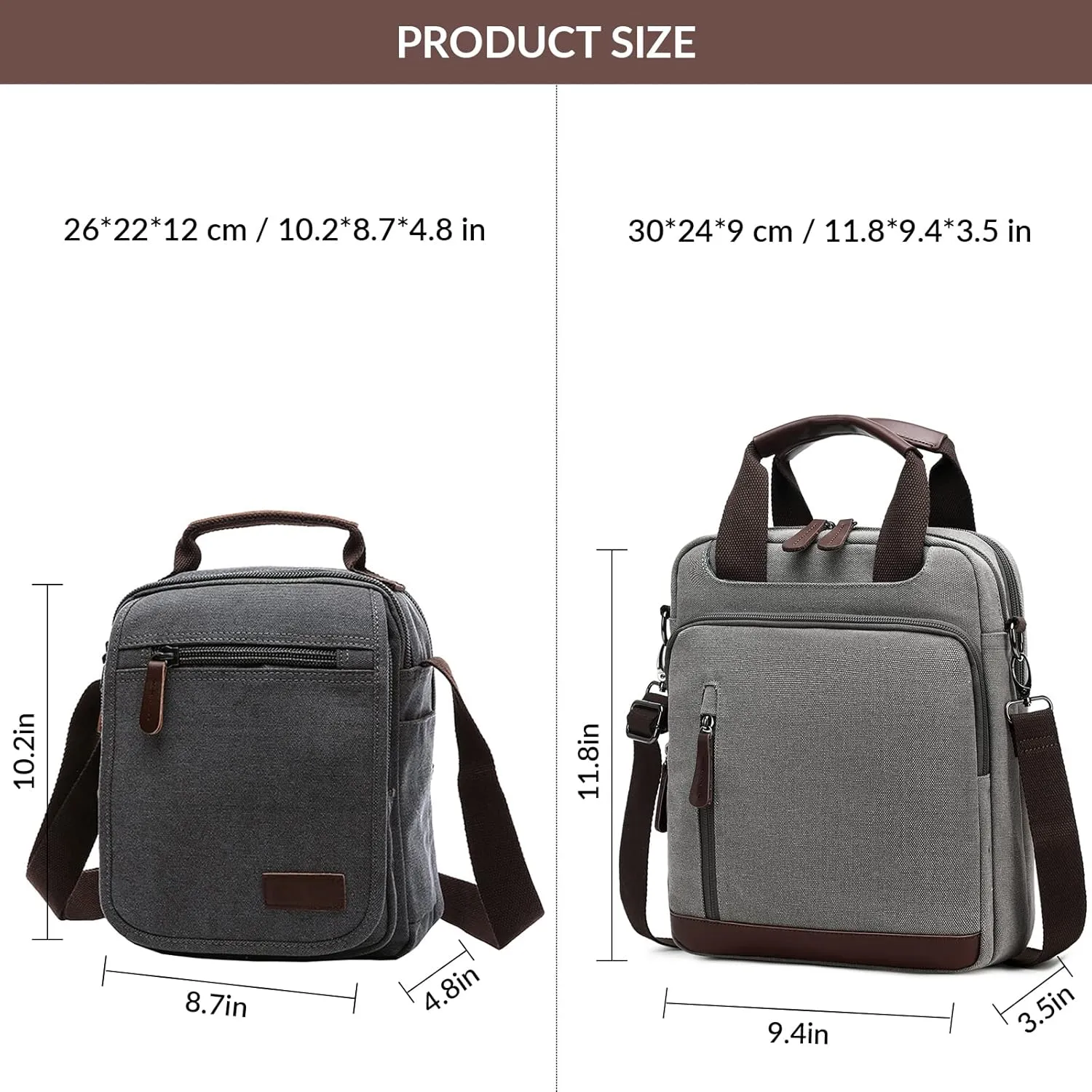 mygreen Mens Crossbody Shoulder Bag Canvas Messenger Bag Work Bag