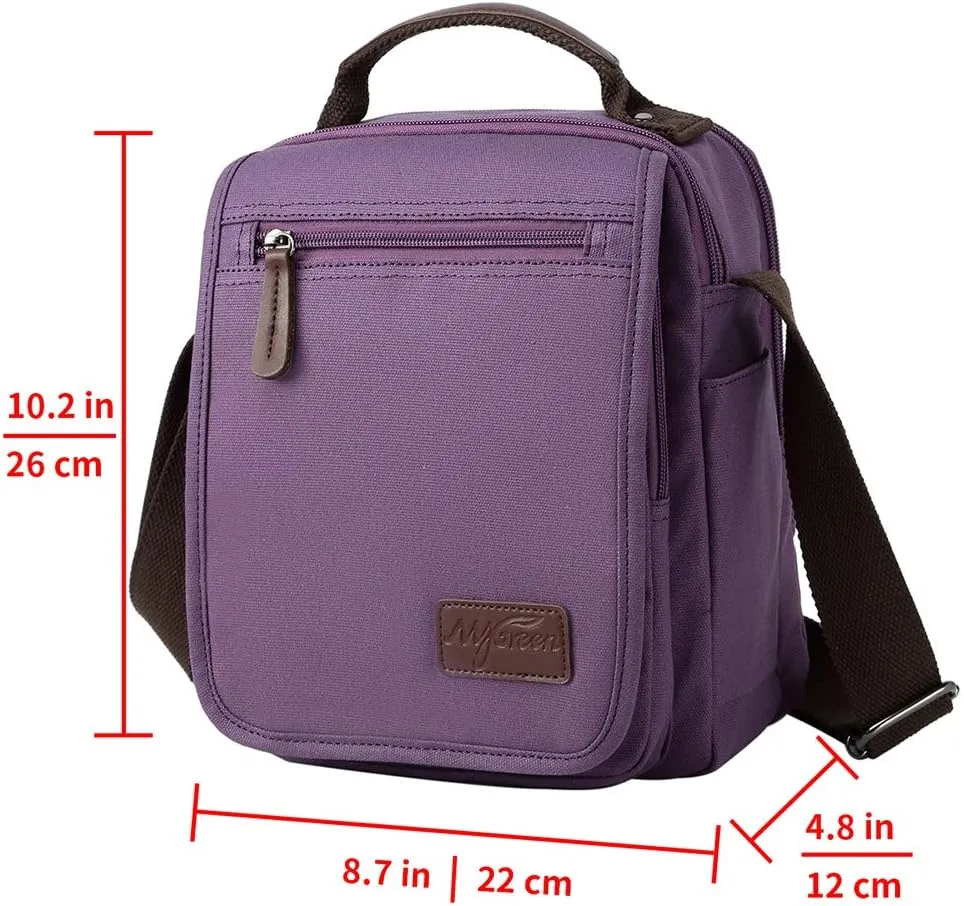 mygreen Small Canvas Crossbody Shoulder Bag Messenger Bag Work Bag