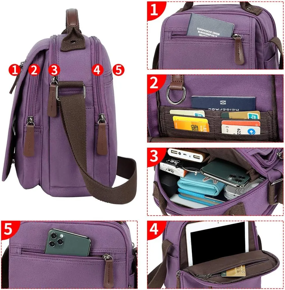 mygreen Small Canvas Crossbody Shoulder Bag Messenger Bag Work Bag