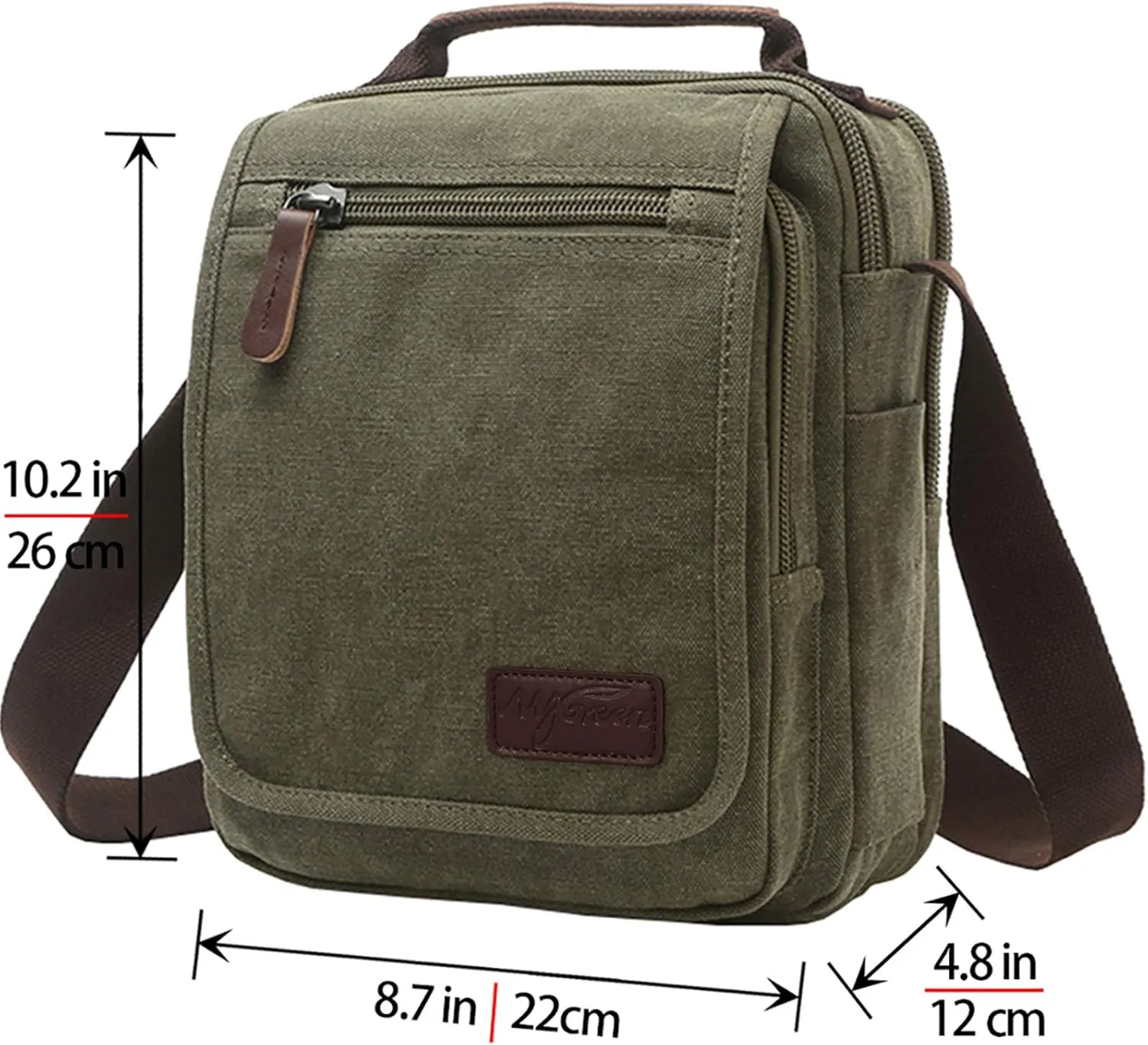 mygreen Small Canvas Crossbody Shoulder Bag Messenger Bag Work Bag