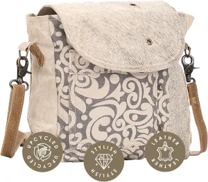 Myra Bag Factual Upcycled Canvas & Cowhide Messenger Bag