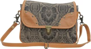 Myra Bag Western Leather Messenger Bag for Women - Upcycled Canvas Shoulder Crossbody Bag
