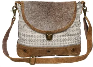 Myra Bag Yoruban Upcycled Canvas & Cowhide Leather Messenger Bag S-1250