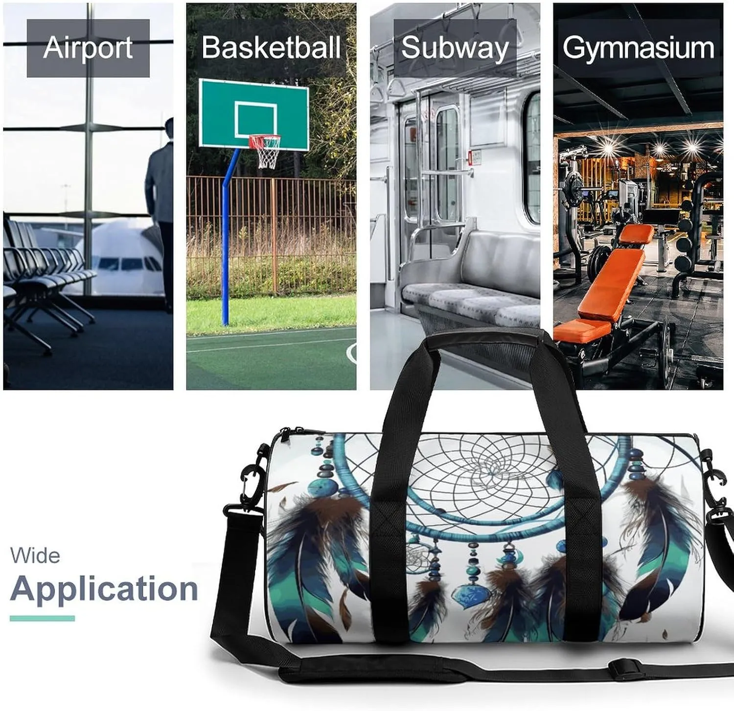 Native American Dream Catcher Gym Bag Small Travel Duffle Bag with Compartment Carry On Weekender Bag for Women Men