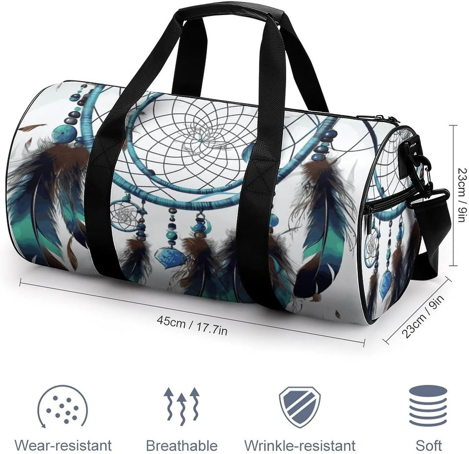 Native American Dream Catcher Gym Bag Small Travel Duffle Bag with Compartment Carry On Weekender Bag for Women Men