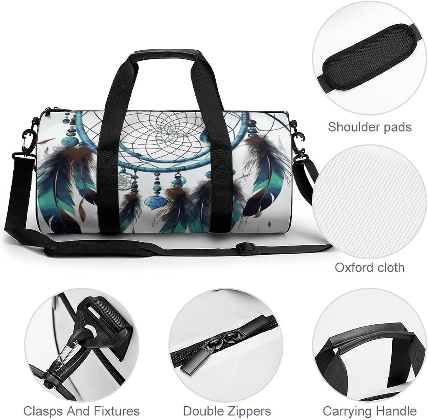 Native American Dream Catcher Gym Bag Small Travel Duffle Bag with Compartment Carry On Weekender Bag for Women Men