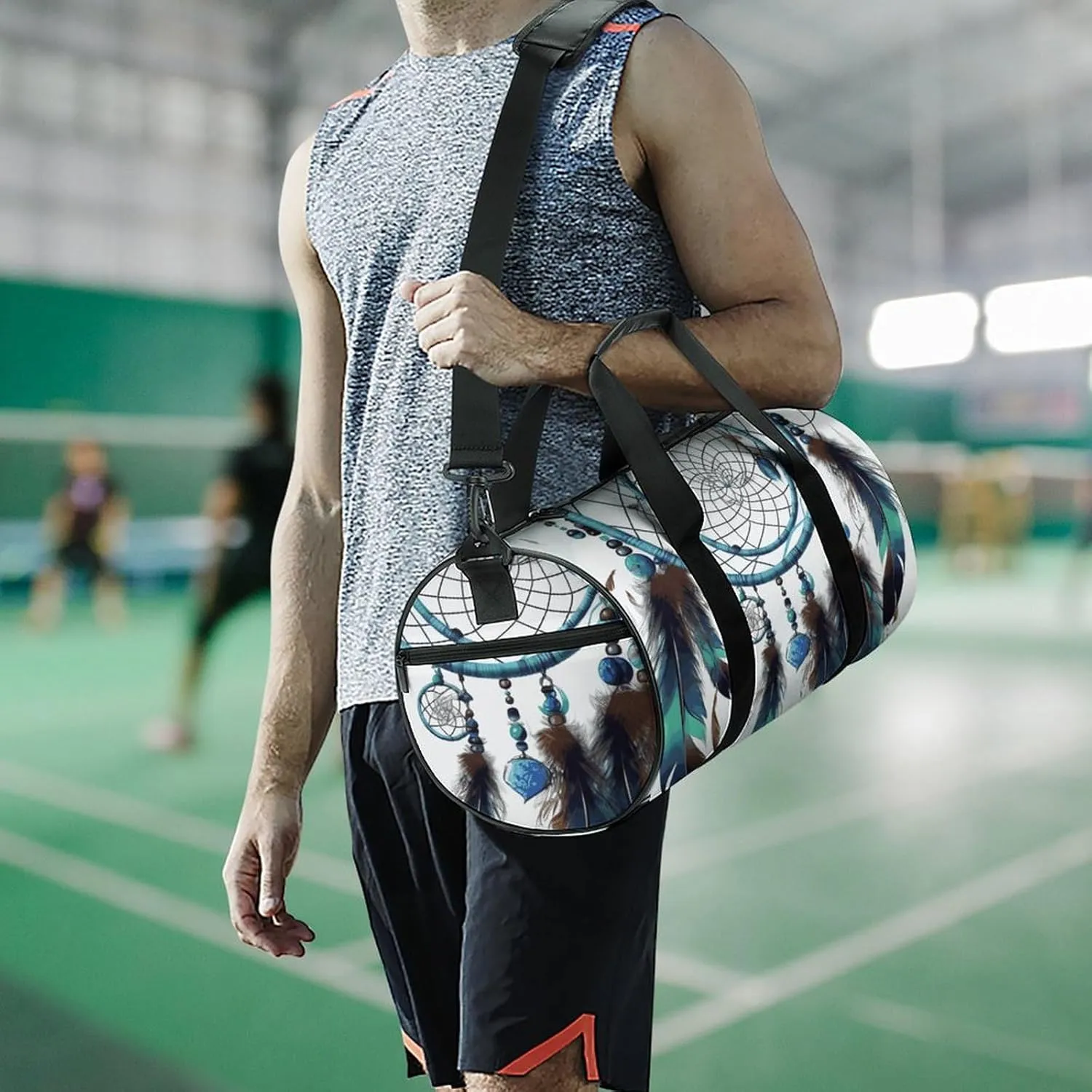 Native American Dream Catcher Gym Bag Small Travel Duffle Bag with Compartment Carry On Weekender Bag for Women Men