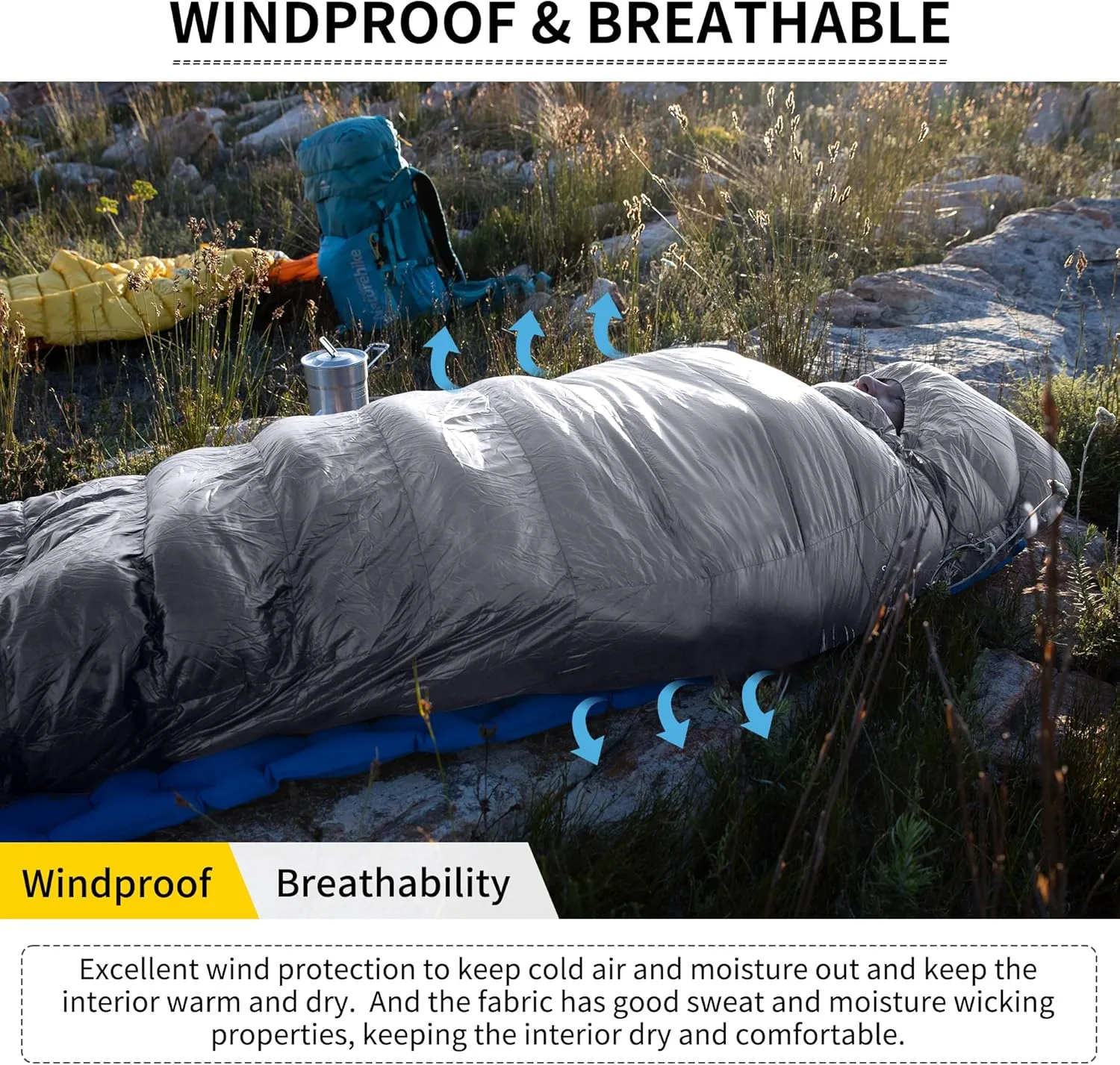 Naturehike Ultralight Down Sleeping Bag, 650FP, 3-4 Season, Adults, 32-42, Waterproof, Compact, Camping, Hiking