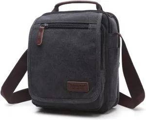 navor Small Vintage Multipurpose Canvas Crossbody Shoulder Bag Crossover Messenger Travel Work Bag Purse for Men Women -Gray