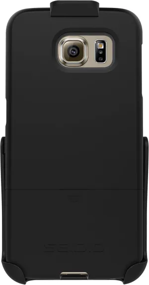 New Surface Case with Shock Absorbent Inner Layer and Holster Combo for use with Samsung Galaxy S6 - Black