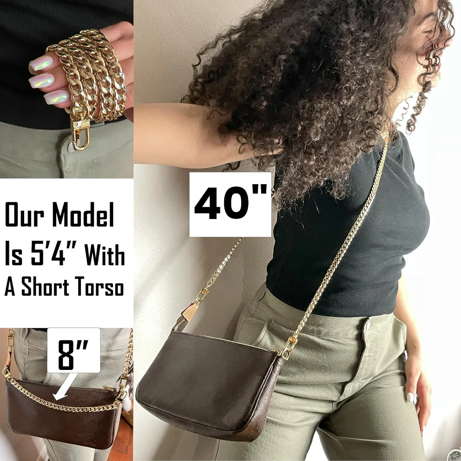 NEXT FASHION Purse Chain Strap Handle Shoulder Crossbody Metal Replacement 20CM - 120CM Selecting (Gold, 24" / 60cm)