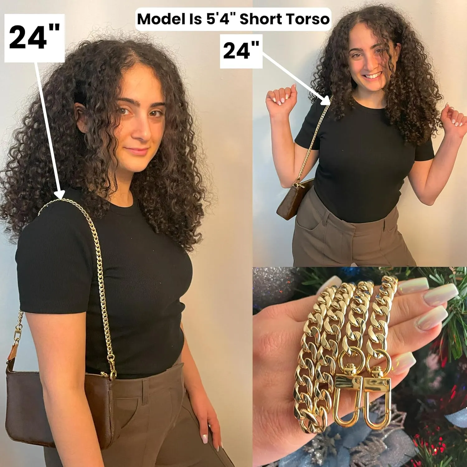 NEXT FASHION Purse Chain Strap Handle Shoulder Crossbody Metal Replacement 20CM - 120CM Selecting (Gold, 24" / 60cm)