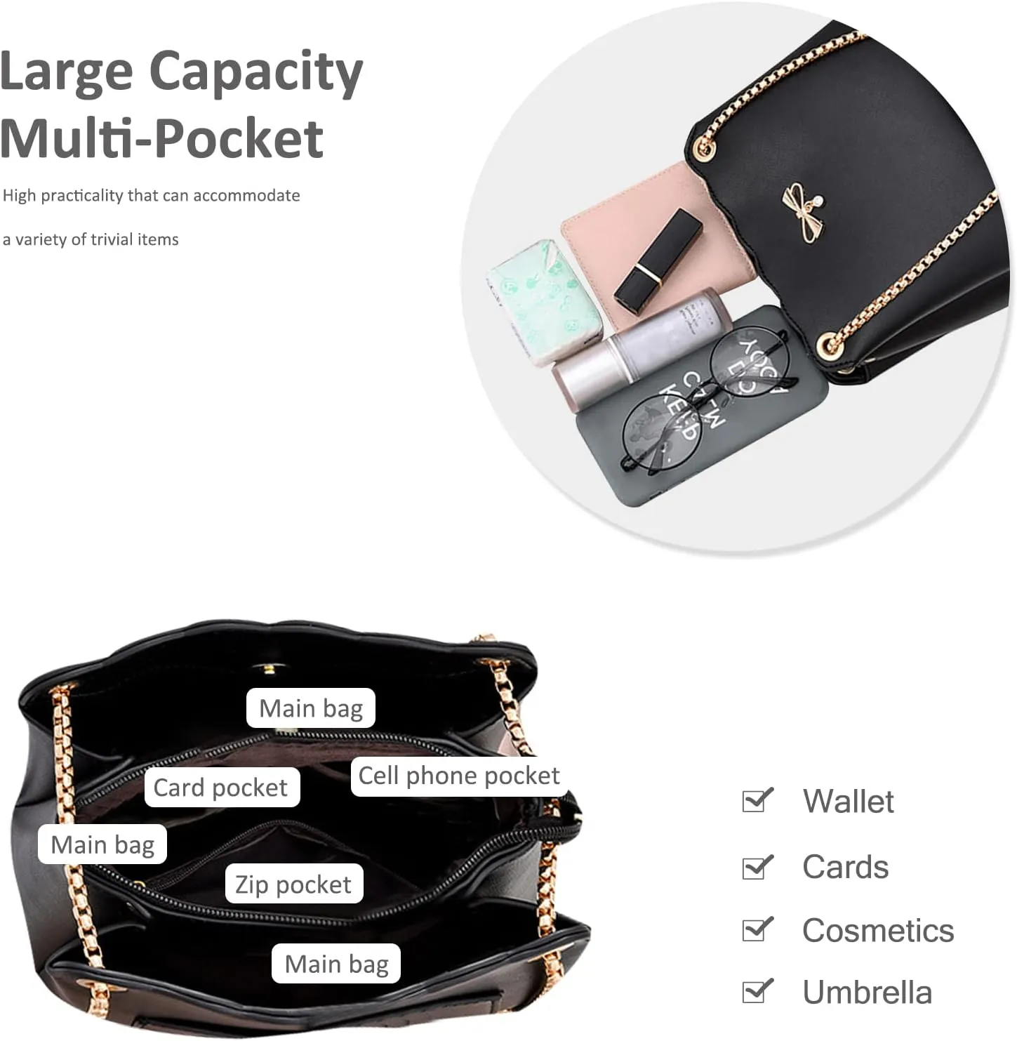 NICOLE & DORIS Small Handbags Shoulder Bag for Women Satchel Handbags PU Leather Clutch Bags Ladies Underarm Bag with Chain