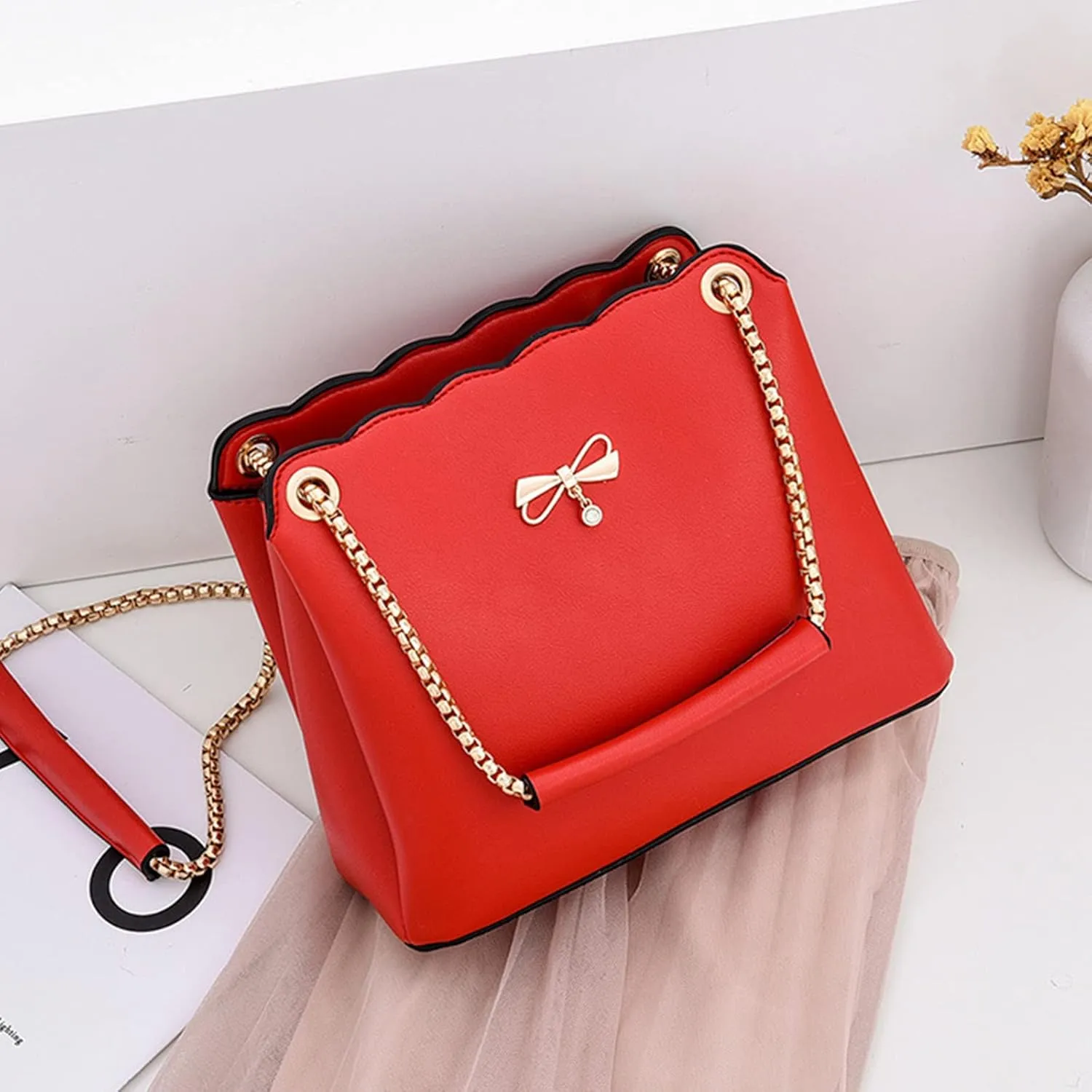 NICOLE & DORIS Small Handbags Shoulder Bag for Women Satchel Handbags PU Leather Clutch Bags Ladies Underarm Bag with Chain