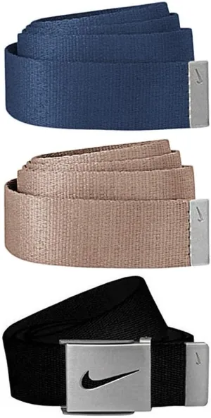 Nike Men's 3 Pack Golf Web Belt, Navy/Black/Khaki, One Size