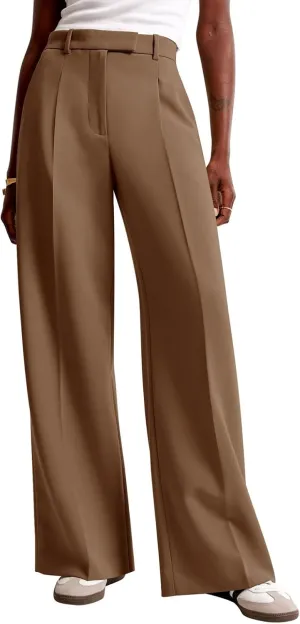 NIMIN Women Wide Leg Pants High Waisted Dressy Work Trousers Business Casual Palazzo Pants with Pockets
