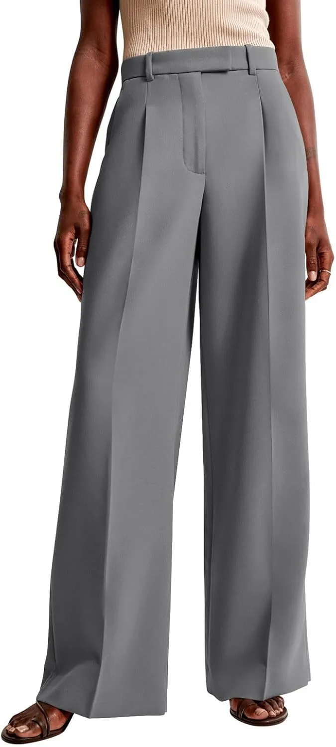 NIMIN Women Wide Leg Pants High Waisted Dressy Work Trousers Business Casual Palazzo Pants with Pockets