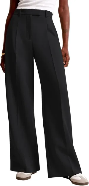 NIMIN Women Wide Leg Pants High Waisted Dressy Work Trousers Business Casual Palazzo Pants with Pockets