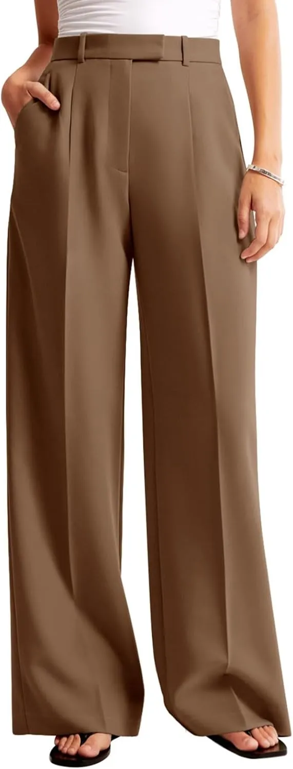 NIMIN Women Wide Leg Pants High Waisted Dressy Work Trousers Business Casual Palazzo Pants with Pockets
