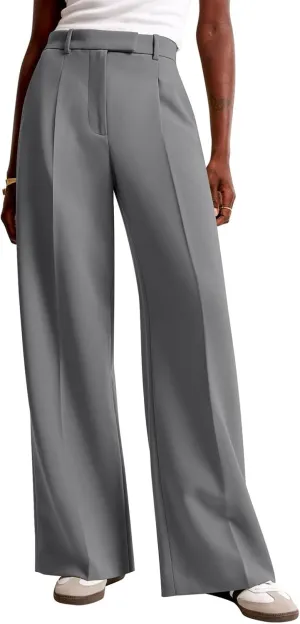 NIMIN Women Wide Leg Pants High Waisted Dressy Work Trousers Business Casual Palazzo Pants with Pockets