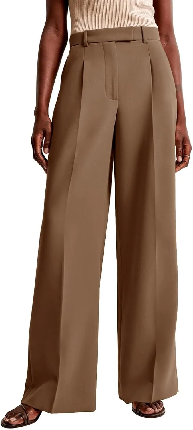 NIMIN Women Wide Leg Pants High Waisted Dressy Work Trousers Business Casual Palazzo Pants with Pockets