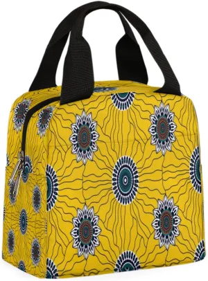 Noble Abstract Sunflowers Insulated Lunch Bag for Women Men Reusable Cooler Lunch Box Bag Large Leakproof Freezable Lunch Tote Bag for Adult Office Work Picnic Beach Camping Travel Gym