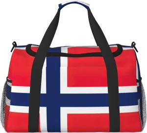 Norwegian flag print Personal Item Bag Large Duffel Bag Travel Bag Weekender Bag Gym Bag Tote Duffel bag