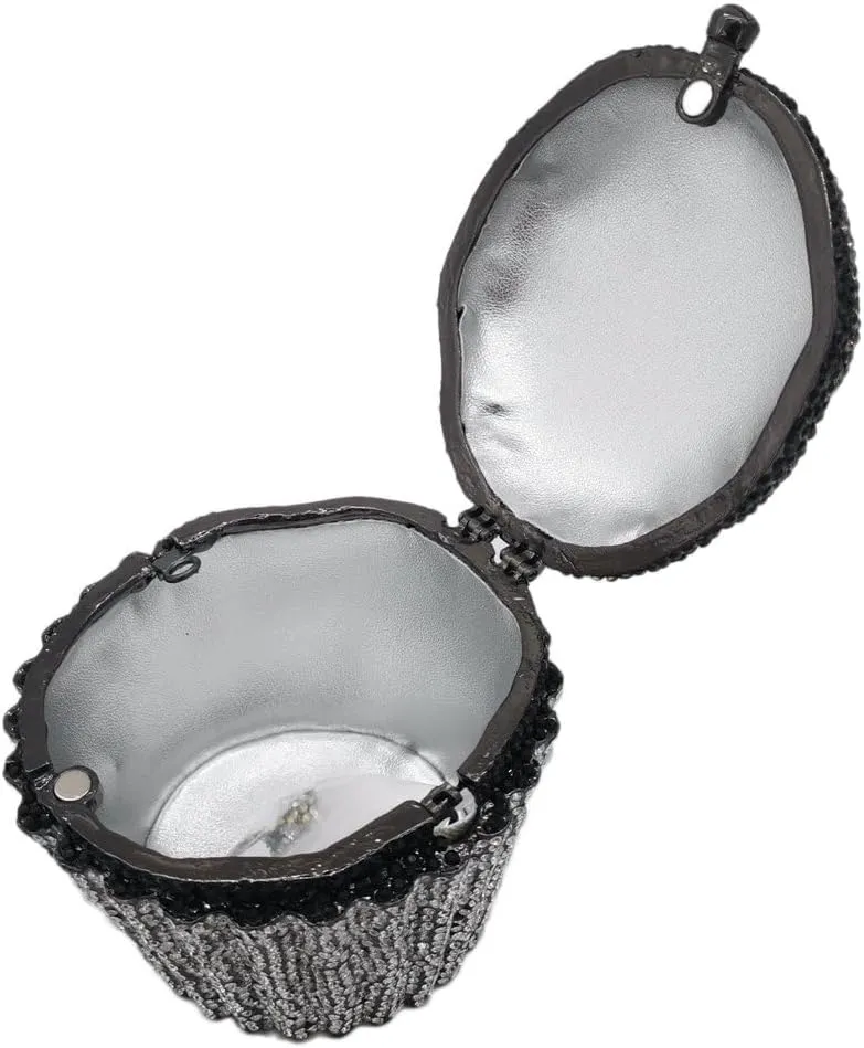 Novelty Cupcake Minaudiere Handbags Women Evening Bag Party Crystal Clutch Bag Bridal Rhinestone Clutch Purse,Mini