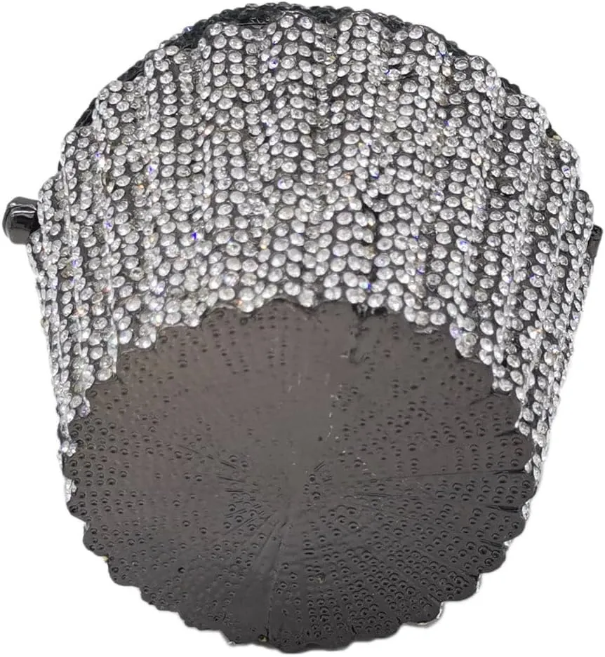 Novelty Cupcake Minaudiere Handbags Women Evening Bag Party Crystal Clutch Bag Bridal Rhinestone Clutch Purse,Mini