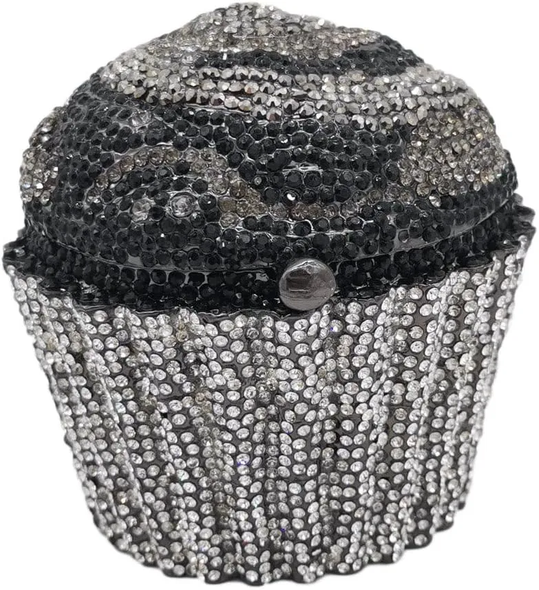 Novelty Cupcake Minaudiere Handbags Women Evening Bag Party Crystal Clutch Bag Bridal Rhinestone Clutch Purse,Mini