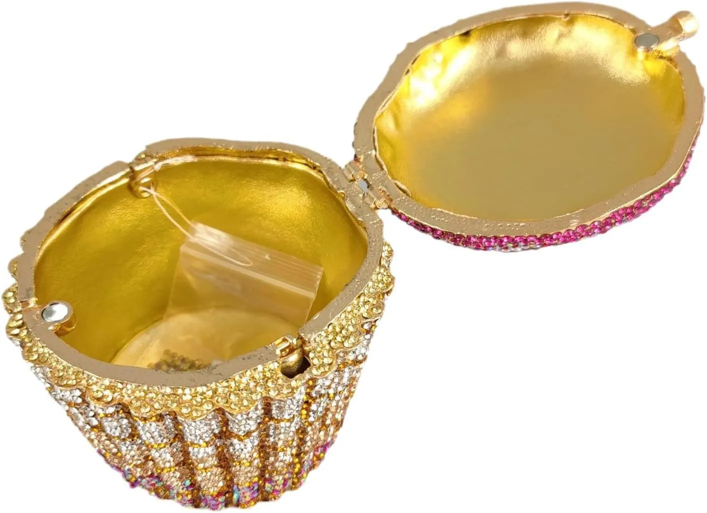 Novelty Cupcake Minaudiere Handbags Women Evening Bag Party Crystal Clutch Bag Bridal Rhinestone Clutch Purse,Mini