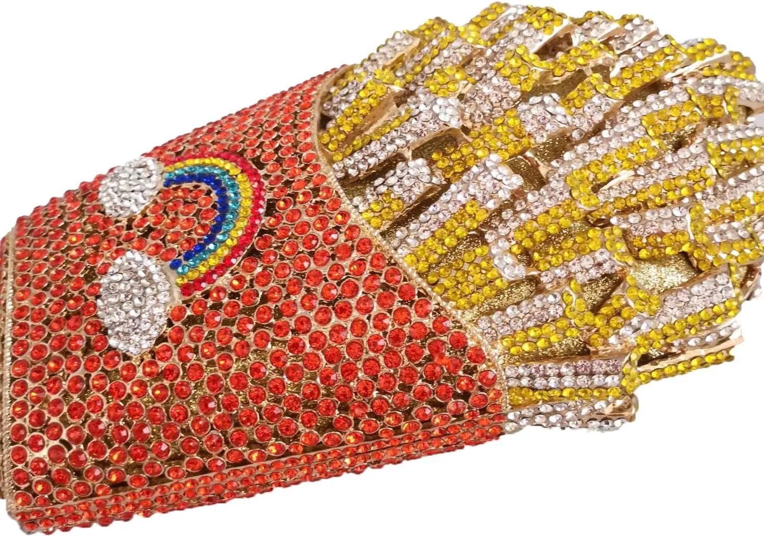 Novelty Fries Chip Women Evening Handbags Party Dinner Crystal Clutch Bag Bridal Rhinestone Clutch Bag,Small