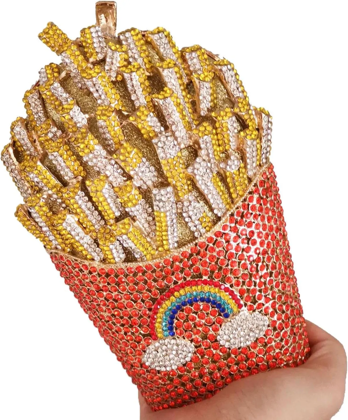 Novelty Fries Chip Women Evening Handbags Party Dinner Crystal Clutch Bag Bridal Rhinestone Clutch Bag,Small