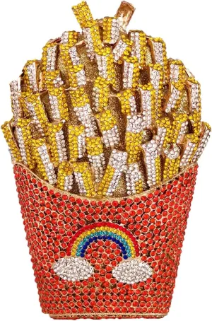 Novelty Fries Chip Women Evening Handbags Party Dinner Crystal Clutch Bag Bridal Rhinestone Clutch Bag,Small