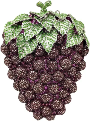 Novelty Grapes Crystal Clutch Bag Women Fruits Evening Handbags Bridal Party Rhinestone Clutch Purse Wedding Bag,Small