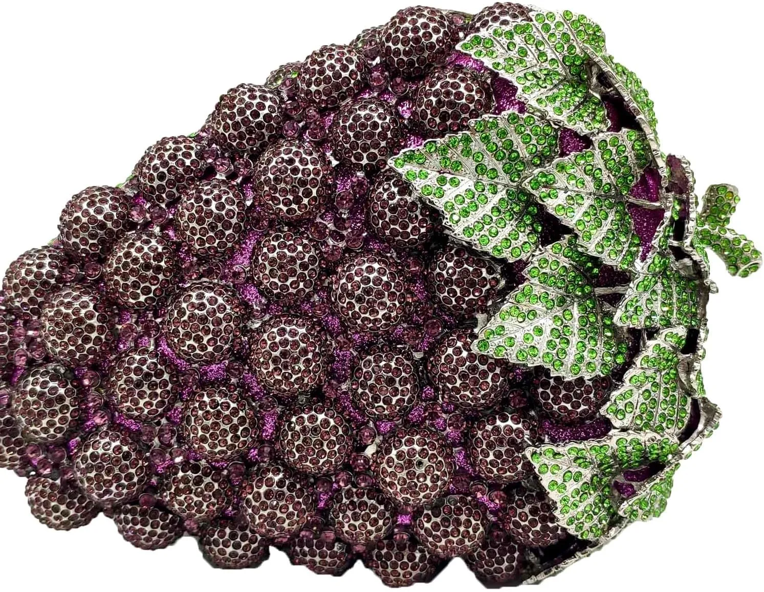 Novelty Grapes Crystal Clutch Bag Women Fruits Evening Handbags Bridal Party Rhinestone Clutch Purse Wedding Bag,Small