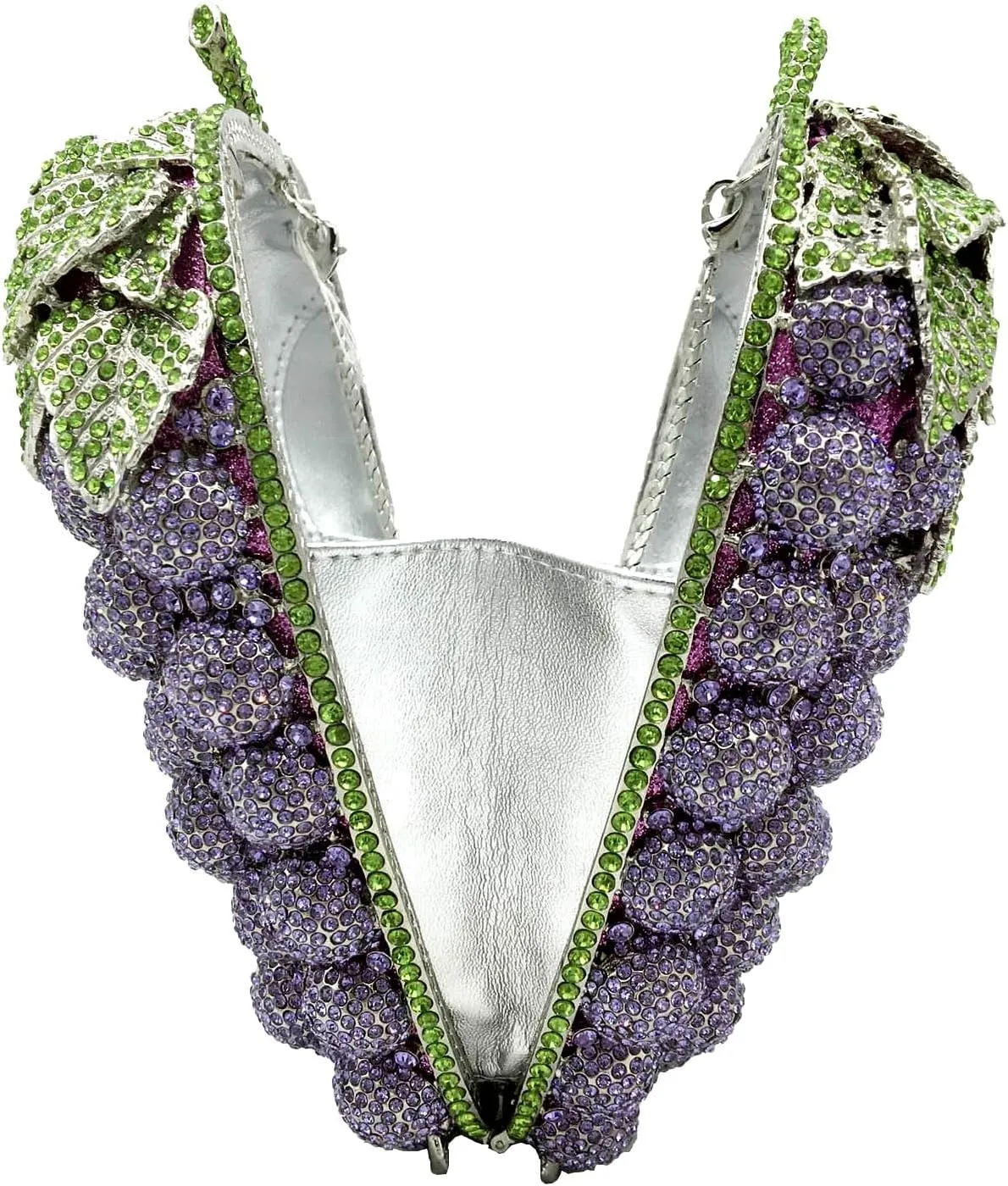 Novelty Grapes Crystal Clutch Bag Women Fruits Evening Handbags Bridal Party Rhinestone Clutch Purse Wedding Bag,Small