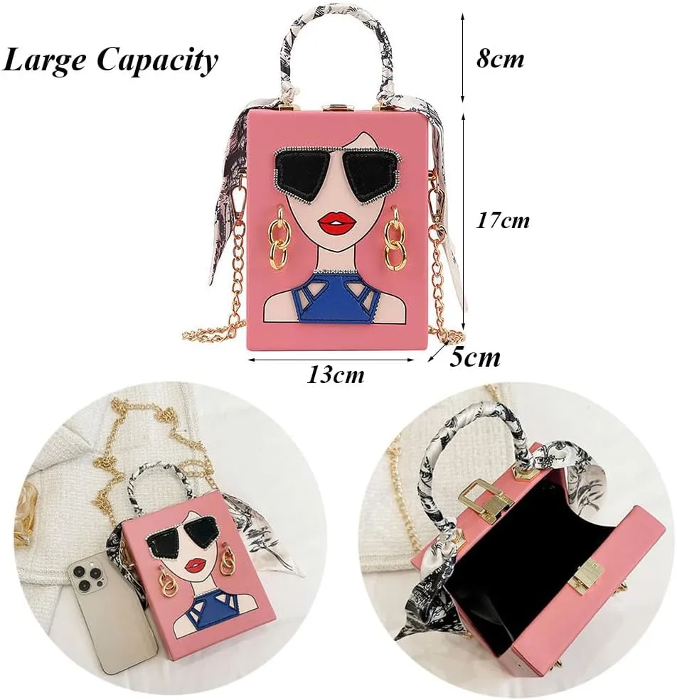 Novelty Unique 3D Lady Face PU Leather Top Handle Satchel Handbags for Women Funky Tote Purse Hobo Crossbody Shoulder bags
